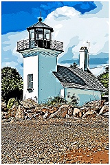 Bristol Ferry Lighthouse in Rhode Island - Digital Painting